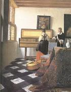 Jan Vermeer A Lady at the Virginals with a Gentleman (mk25) oil painting on canvas